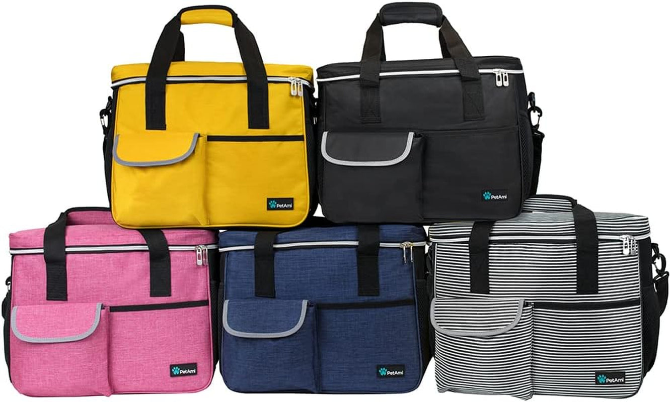 Dog Travel Bag | Airline Approved Tote Organizer with Multi-Function Pockets, Food Container Bag and Collapsible Bowl | Perfect Weekend Pet Travel Set for Dog, Cat (Yellow, Small)